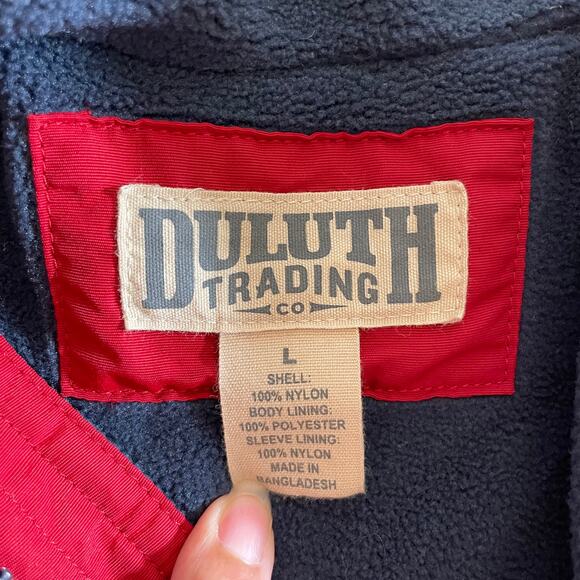 DULUTH TRADING Mens Full Zip Fleece Lined Jacket Red L Outdoor Utility Workwear - Picture 7 of 9